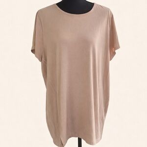 W by Worth Taupe Rayon Stretch Tee Short Sleeve Women’s XL